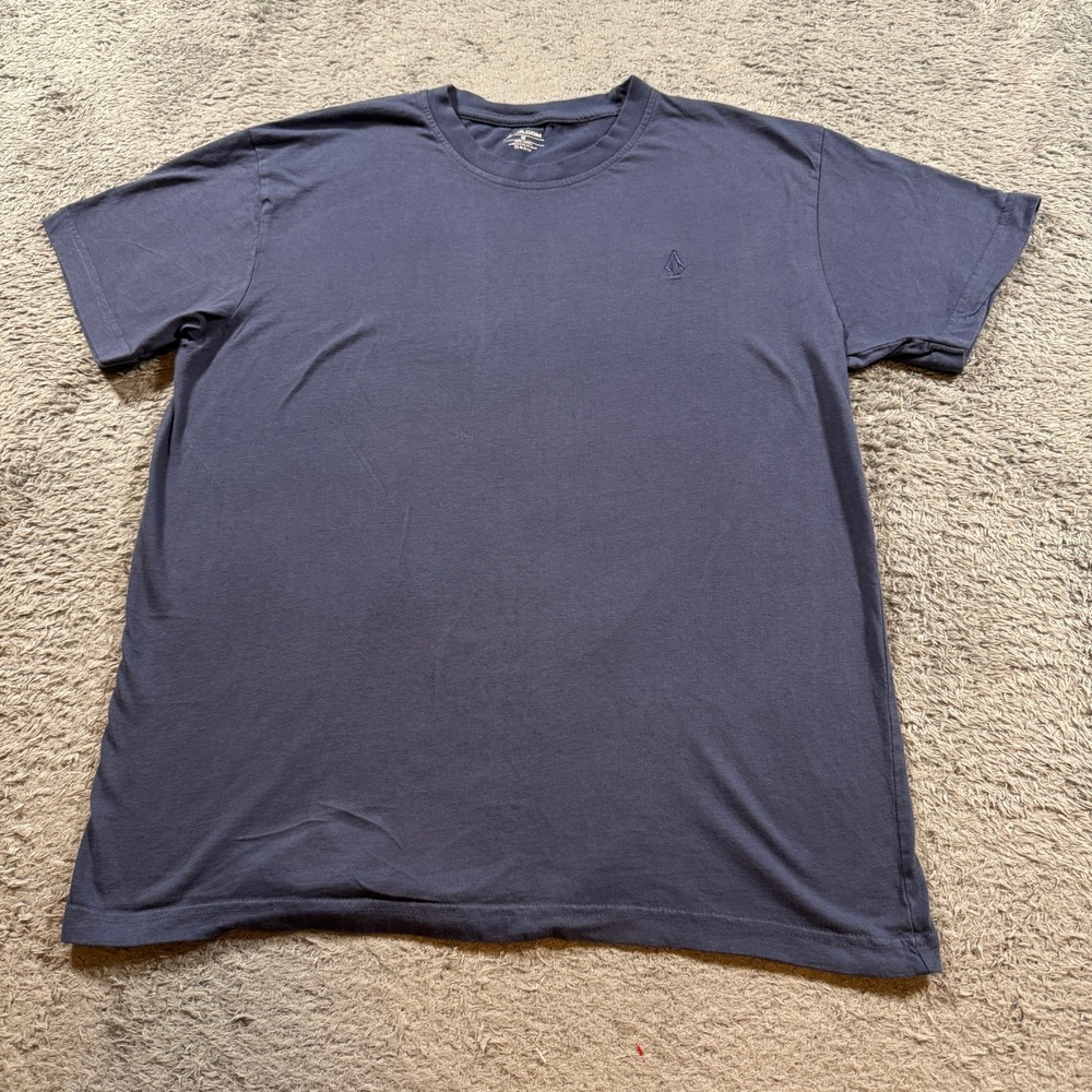 Volcom Mens Solid Embroidered Stone Logo T-Shirt Size M Blue Cotton Skate Tee